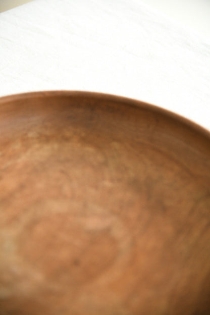 Vintage Hand Turned Wooden Shallow Bowl
