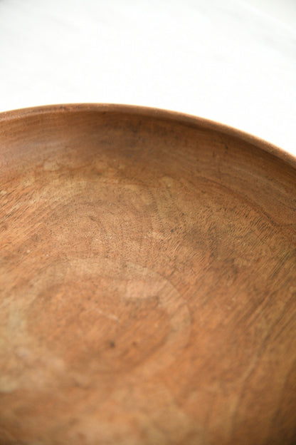 Vintage Hand Turned Wooden Shallow Bowl