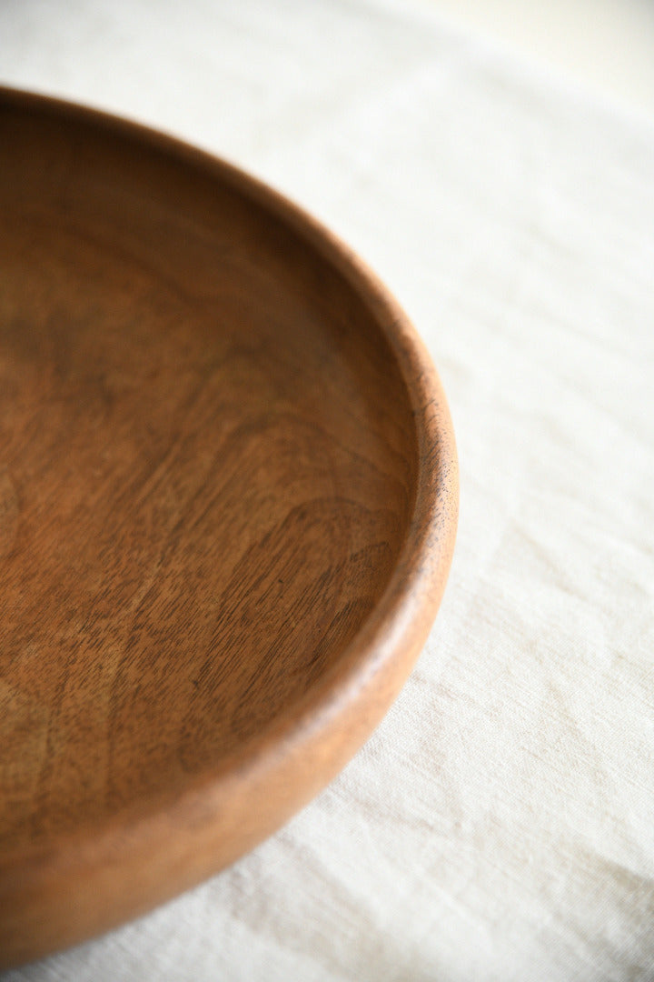 Vintage Hand Turned Wooden Shallow Bowl