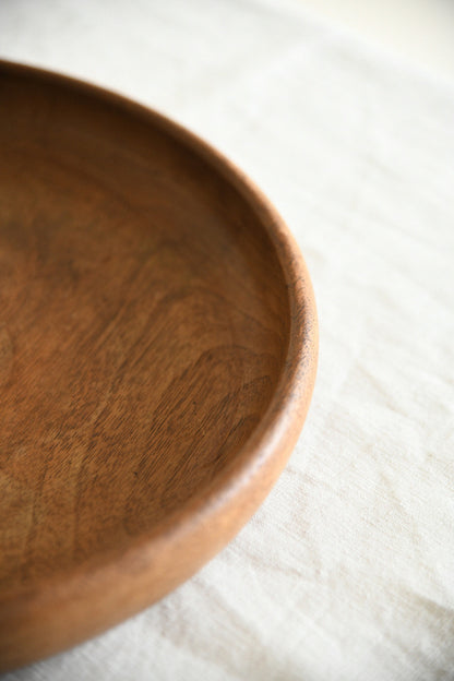 Vintage Hand Turned Wooden Shallow Bowl