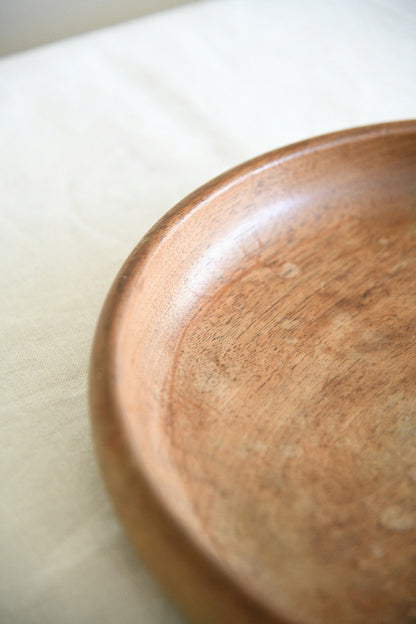 Vintage Hand Turned Wooden Shallow Bowl