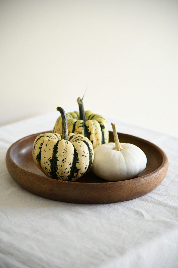 Vintage Hand Turned Wooden Shallow Bowl