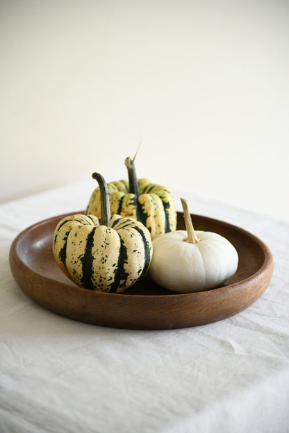 Vintage Hand Turned Wooden Shallow Bowl