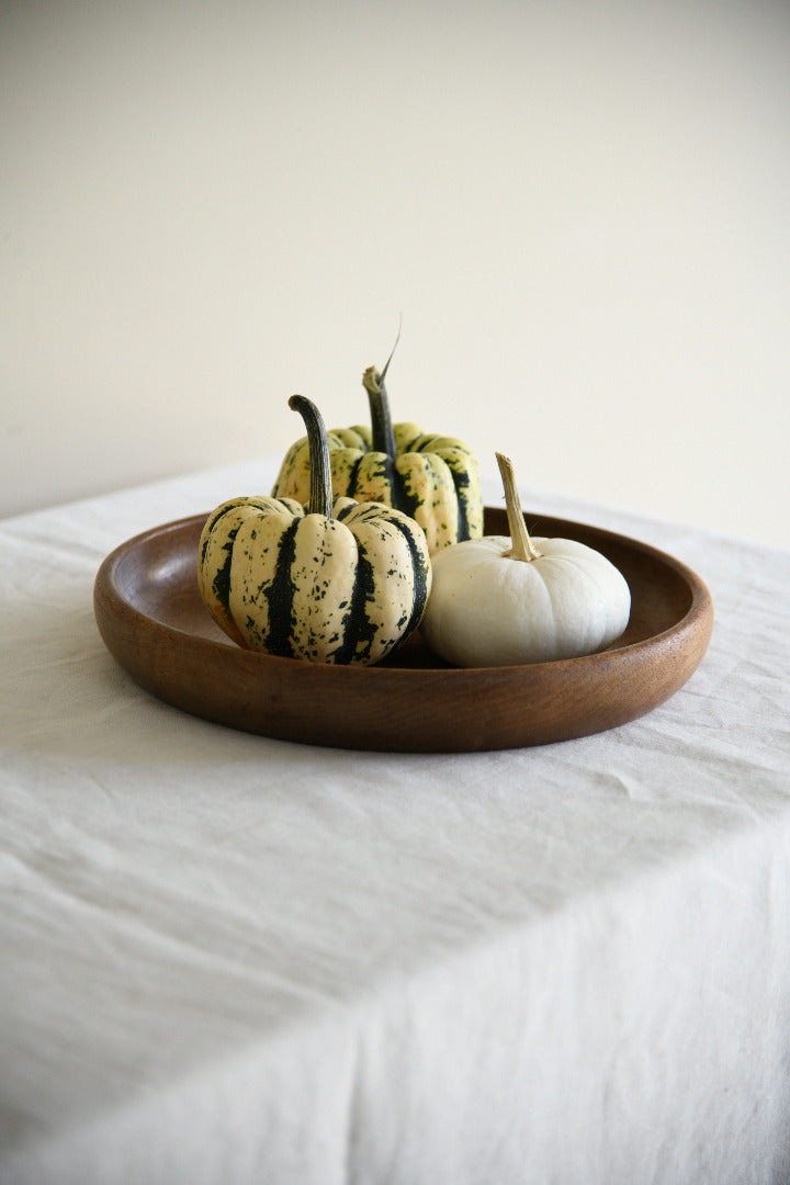 Vintage Hand Turned Wooden Shallow Bowl