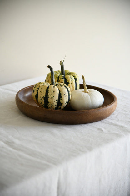 Vintage Hand Turned Wooden Shallow Bowl