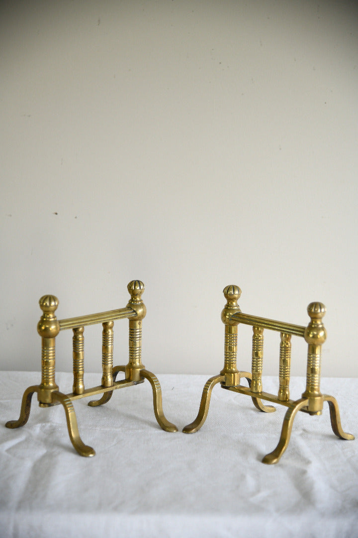 Pair of Victorian Brass Fire Dogs / Poker Rests