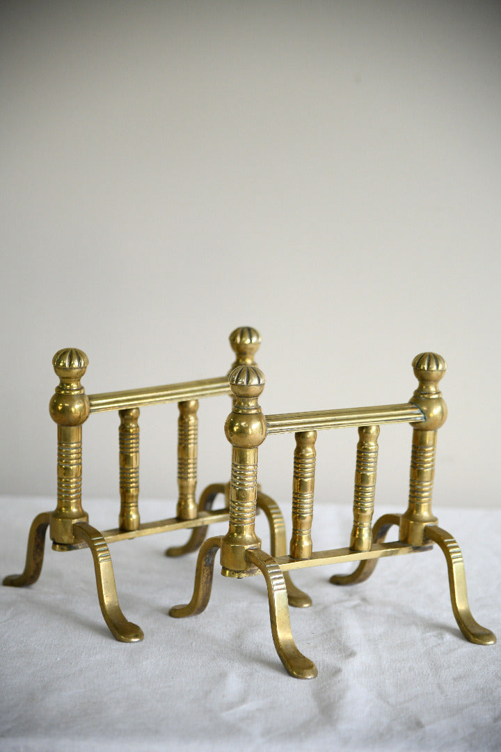 Pair of Victorian Brass Fire Dogs / Poker Rests