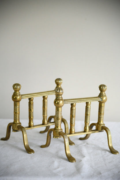 Pair of Victorian Brass Fire Dogs / Poker Rests