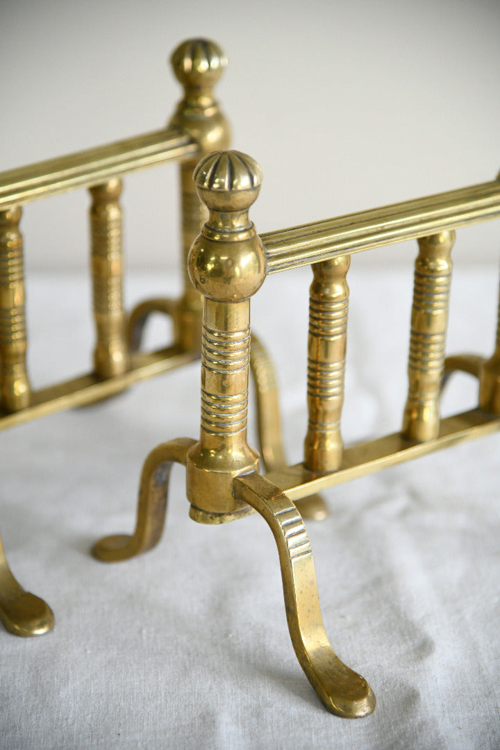 Pair of Victorian Brass Fire Dogs / Poker Rests