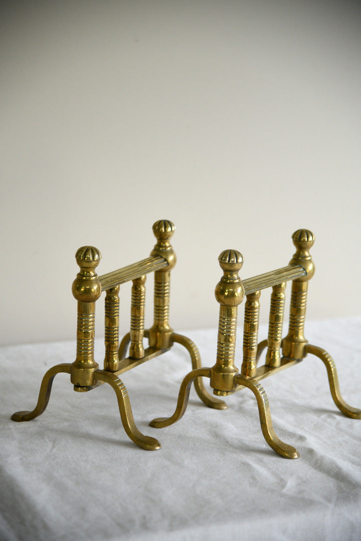 Pair of Victorian Brass Fire Dogs / Poker Rests