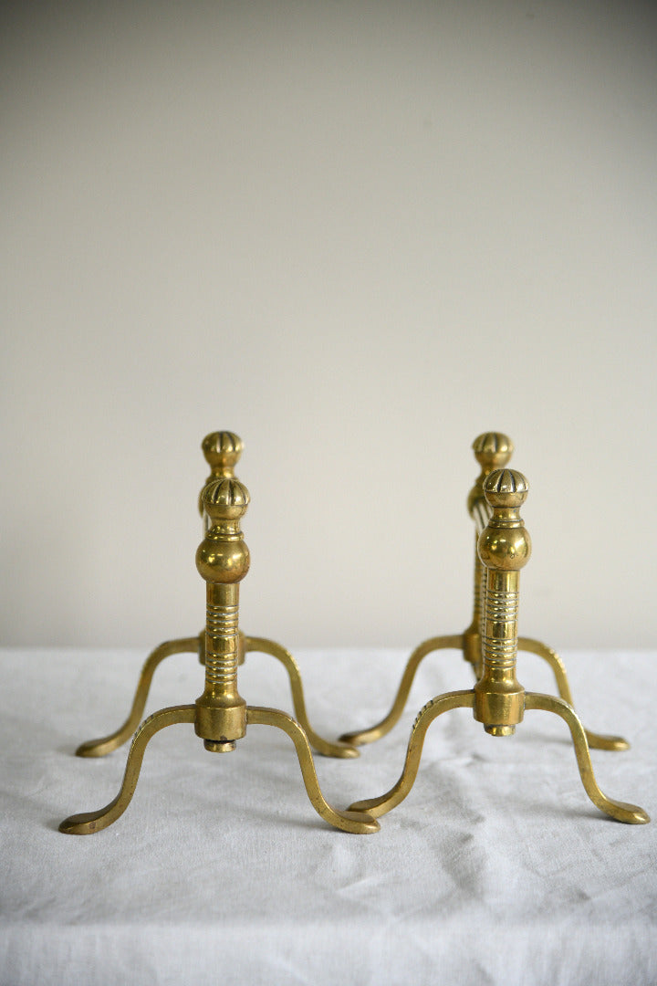 Pair of Victorian Brass Fire Dogs / Poker Rests