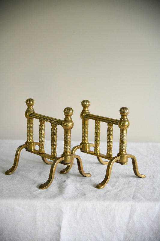 Pair of Victorian Brass Fire Dogs / Poker Rests