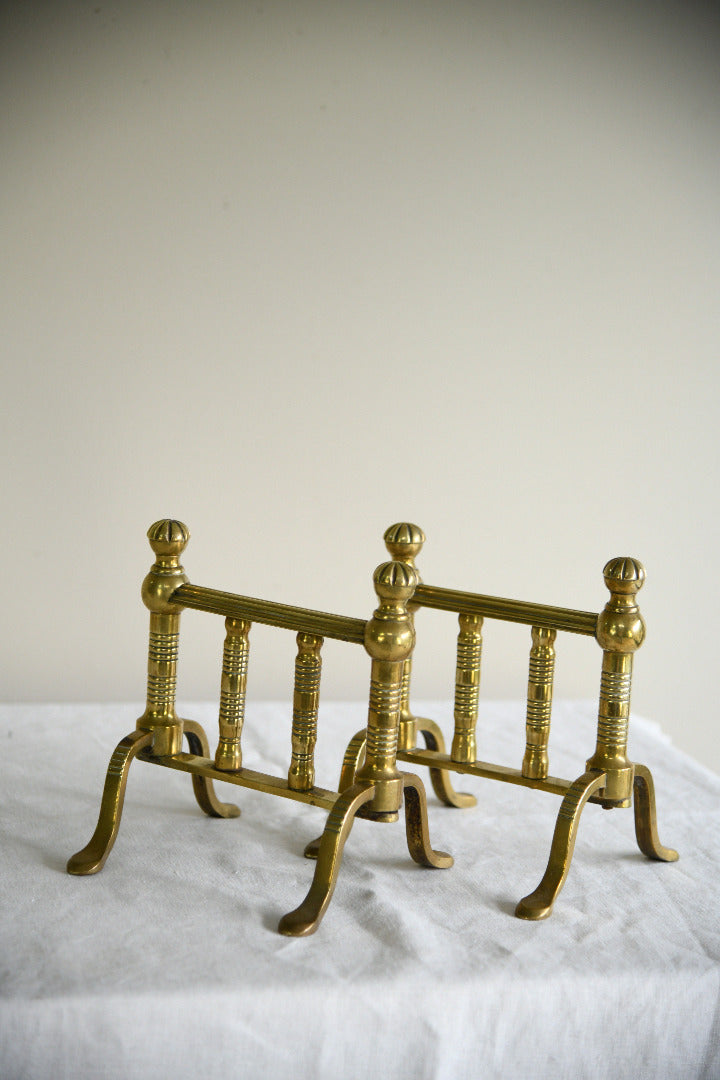 Pair of Victorian Brass Fire Dogs / Poker Rests