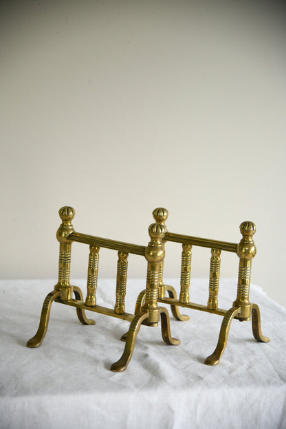 Pair of Victorian Brass Fire Dogs / Poker Rests