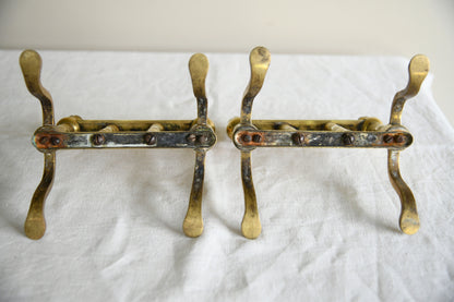 Pair of Victorian Brass Fire Dogs / Poker Rests