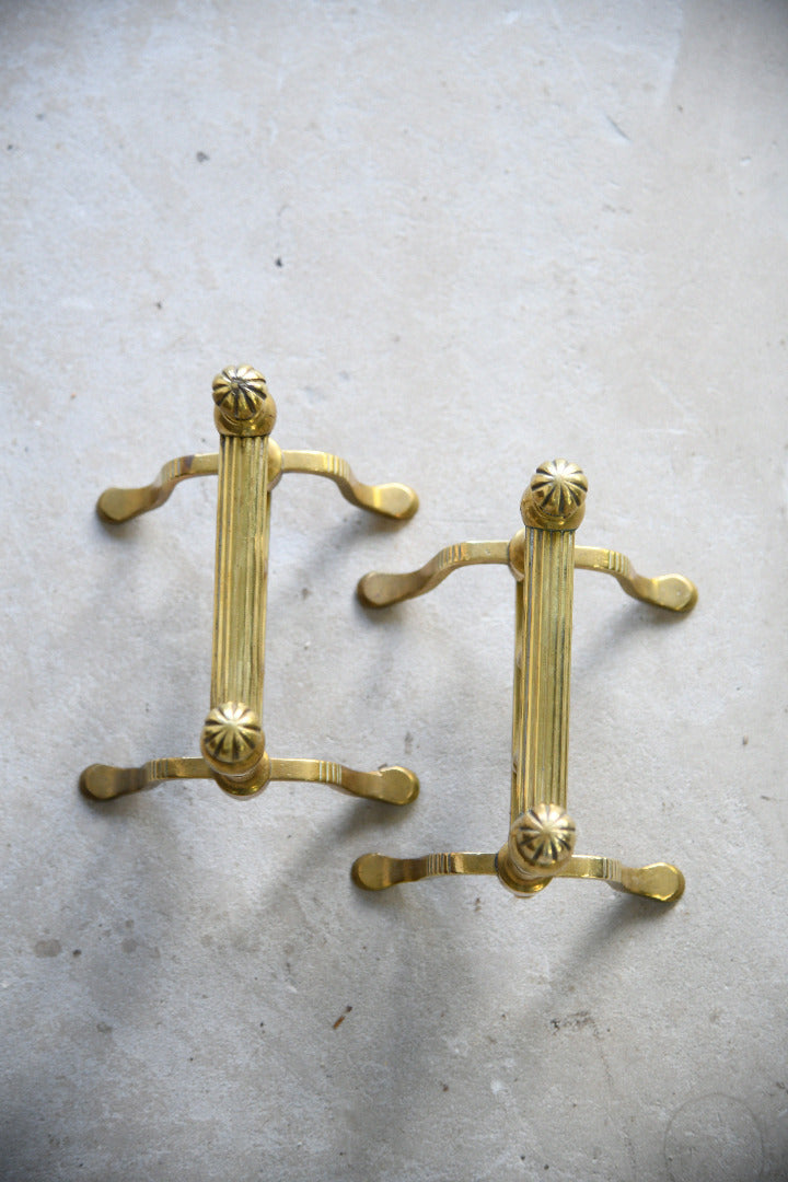 Pair of Victorian Brass Fire Dogs / Poker Rests