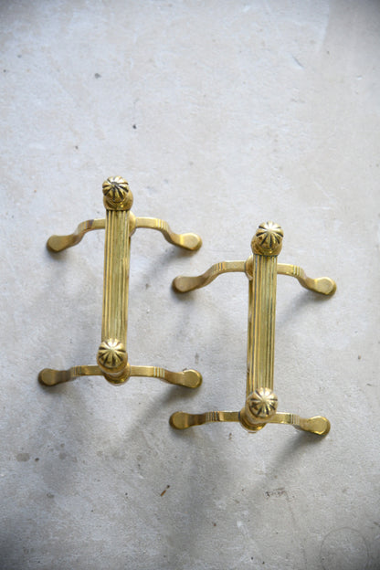 Pair of Victorian Brass Fire Dogs / Poker Rests