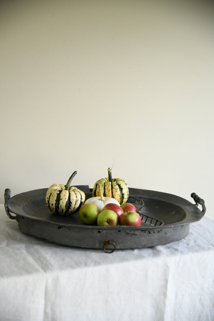 18th Century Pewter Oval Warming Dish by G & J Alderson