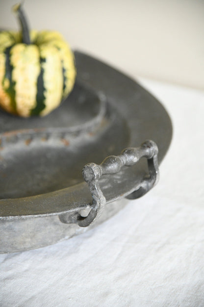 18th Century Pewter Oval Warming Dish by G & J Alderson