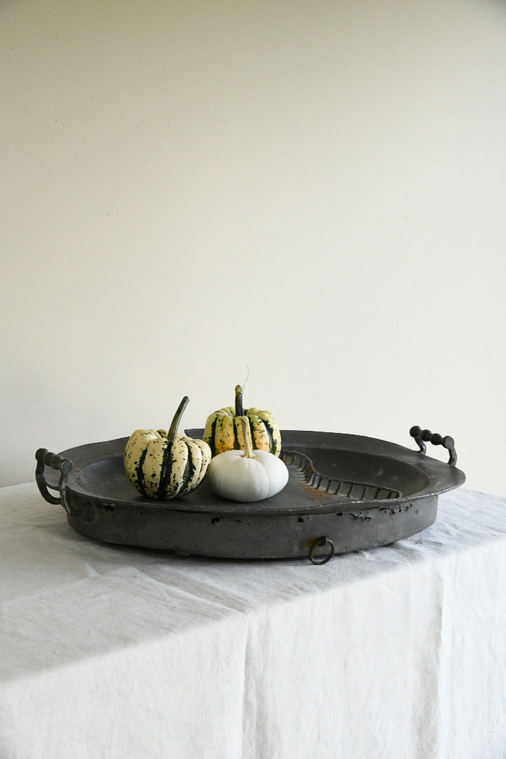18th Century Pewter Oval Warming Dish by G & J Alderson