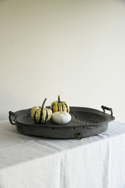 18th Century Pewter Oval Warming Dish by G & J Alderson