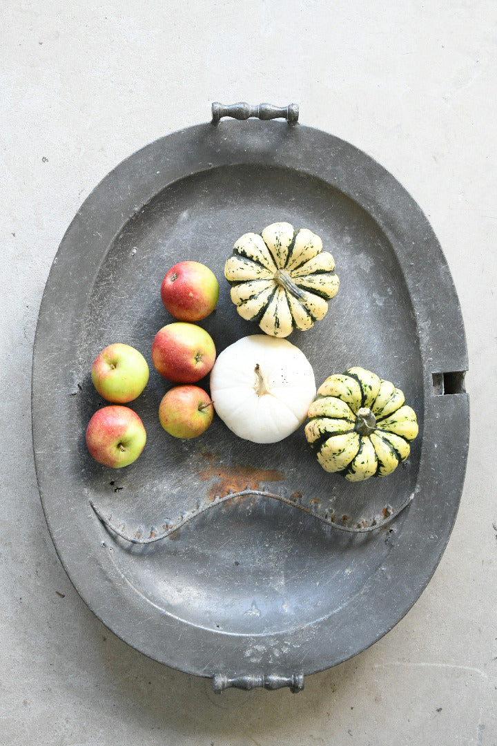 18th Century Pewter Oval Warming Dish by G & J Alderson