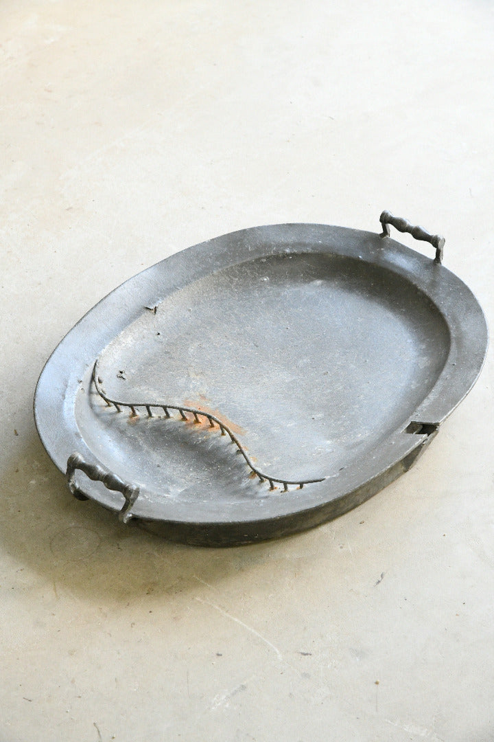 18th Century Pewter Oval Warming Dish by G & J Alderson