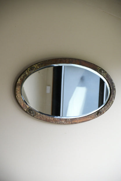 Arts and Crafts Oval Copper Framed Mirror