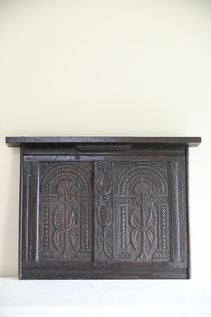 Antique Carved Oak Wall Panel
