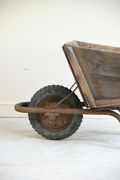 Vintage Wooden and Iron Garden Wheelbarrow
