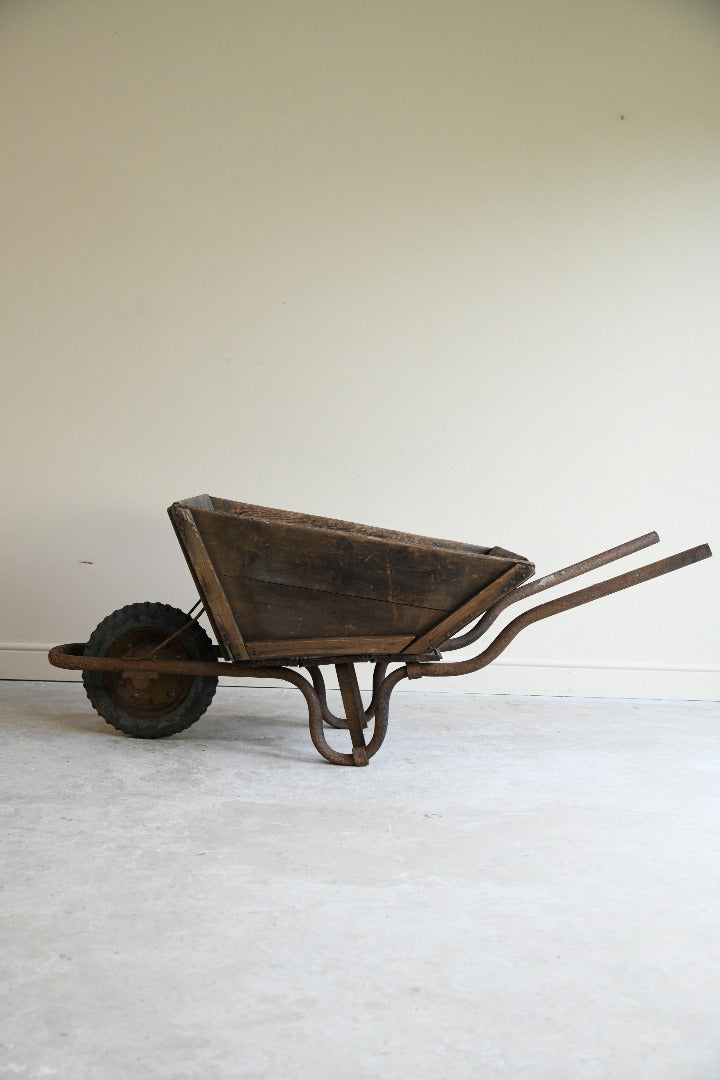 Vintage Wooden and Iron Garden Wheelbarrow