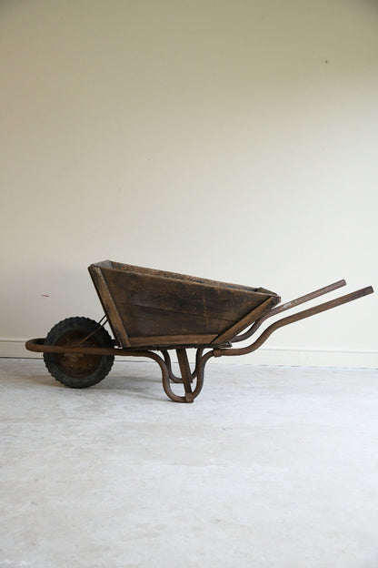 Vintage Wooden and Iron Garden Wheelbarrow