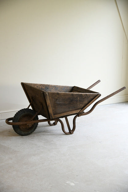 Vintage Wooden and Iron Garden Wheelbarrow