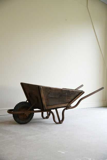 Vintage Wooden and Iron Garden Wheelbarrow