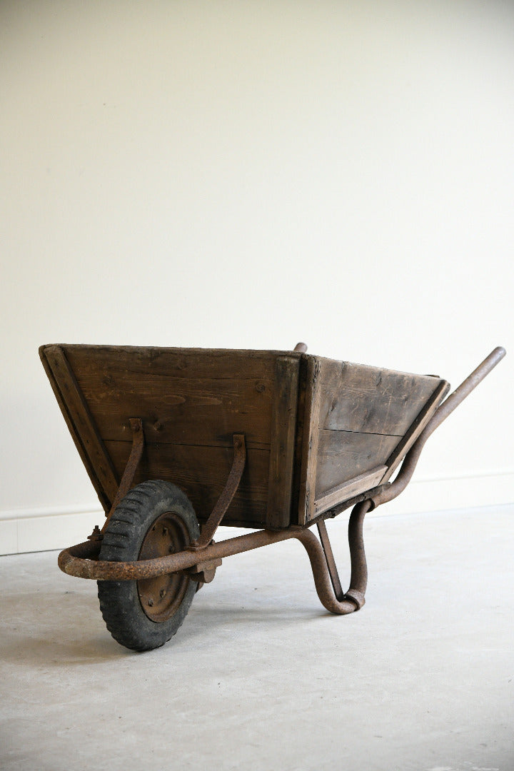 Vintage Wooden and Iron Garden Wheelbarrow