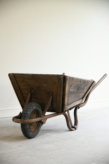 Vintage Wooden and Iron Garden Wheelbarrow