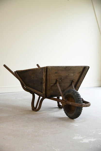 Vintage Wooden and Iron Garden Wheelbarrow