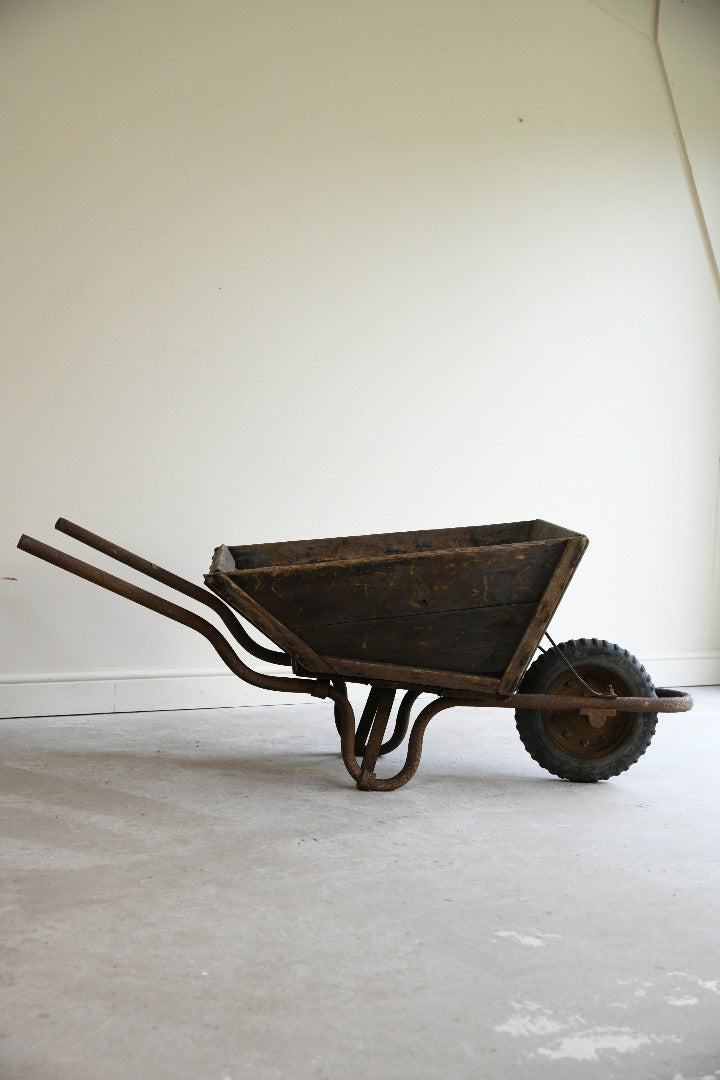 Vintage Wooden and Iron Garden Wheelbarrow