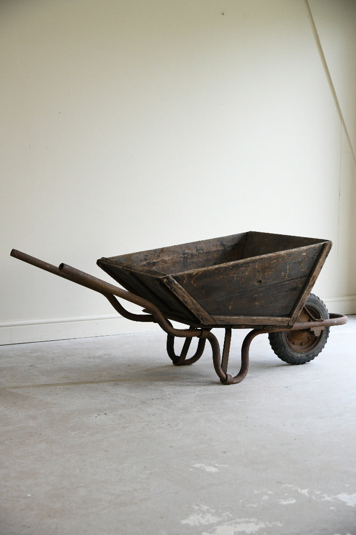 Vintage Wooden and Iron Garden Wheelbarrow