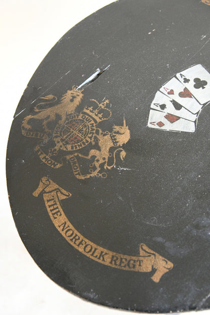 Ebonised Occasional Games Table with Norfolk Regiment Decoration