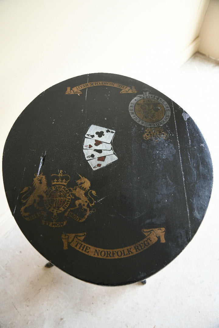 Ebonised Occasional Games Table with Norfolk Regiment Decoration