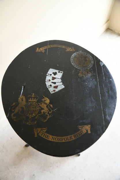 Ebonised Occasional Games Table with Norfolk Regiment Decoration