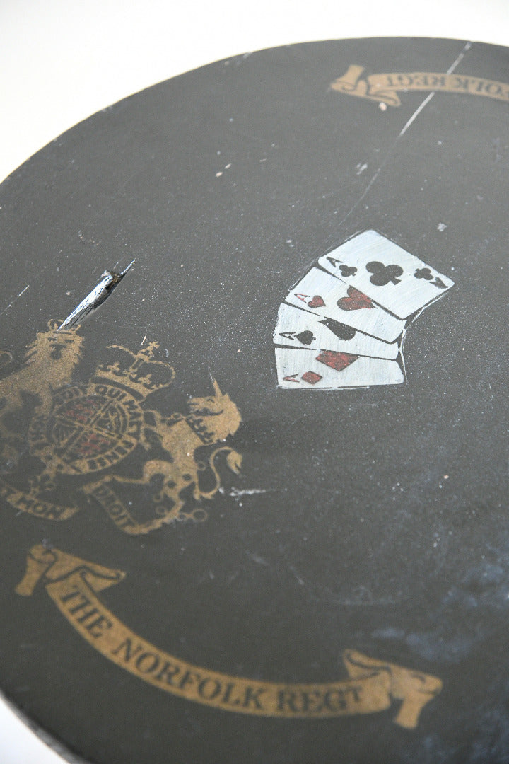 Ebonised Occasional Games Table with Norfolk Regiment Decoration
