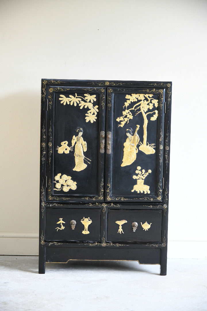 Black Oriental Chinoiserie Cupboard