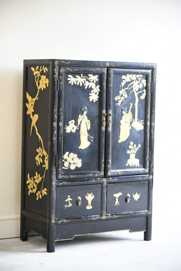 Black Oriental Chinoiserie Cupboard