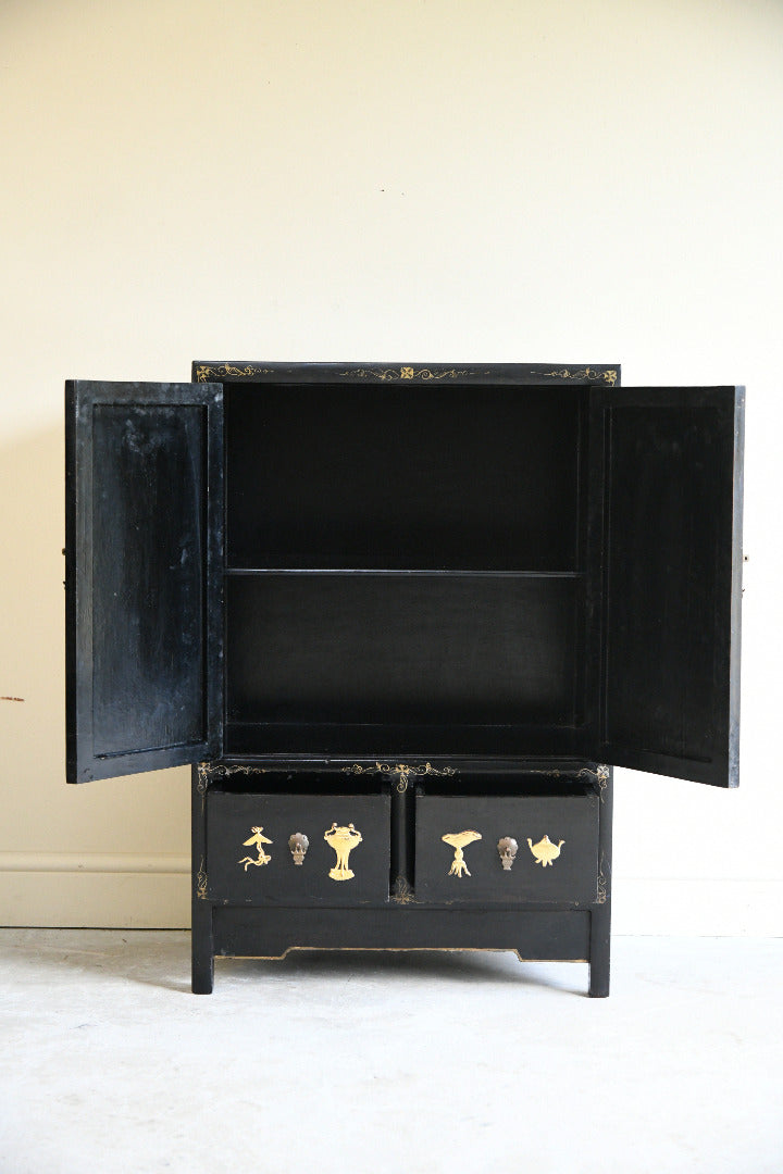 Black Oriental Chinoiserie Cupboard