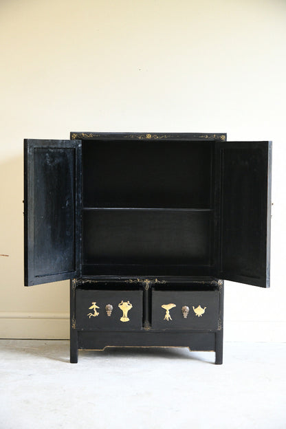 Black Oriental Chinoiserie Cupboard