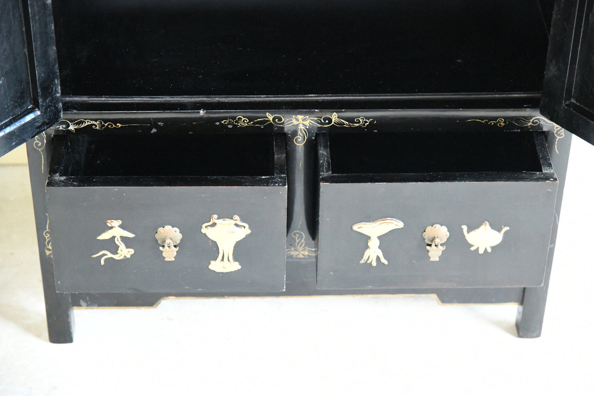 Black Oriental Chinoiserie Cupboard
