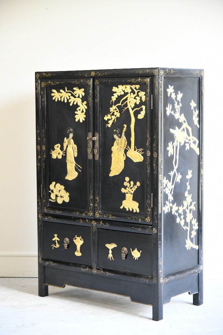 Black Oriental Chinoiserie Cupboard