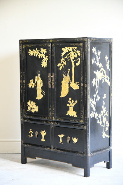 Black Oriental Chinoiserie Cupboard
